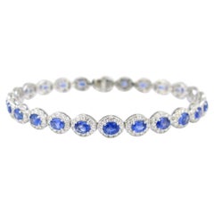 Bracciale Riviere con zaffiri e diamanti, oro bianco 18 carati