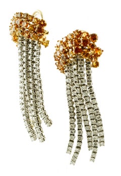 Sapphires and Diamonds Rose Gold Dangle Earrings