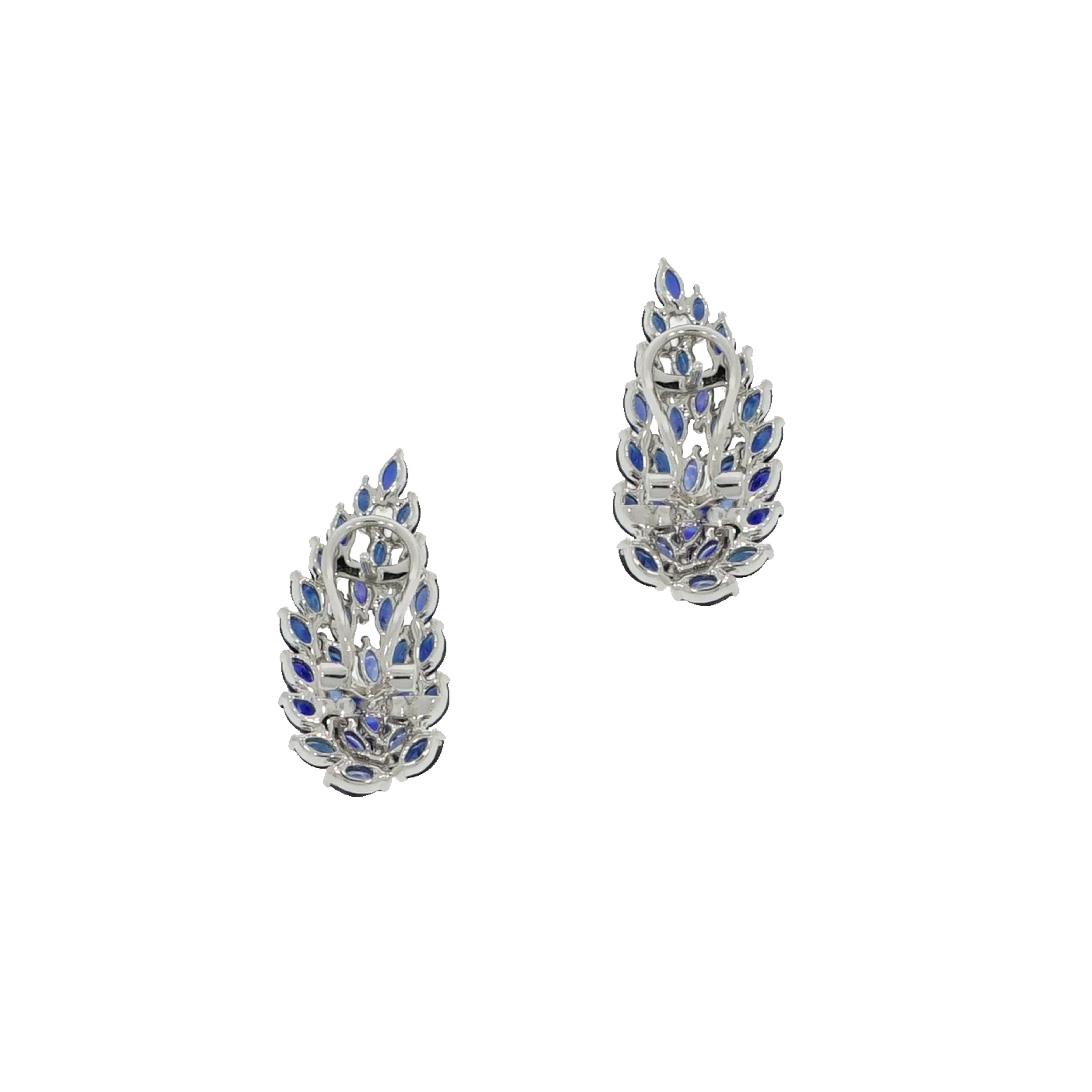 Modern Sapphires Climbers White Gold Earrings
