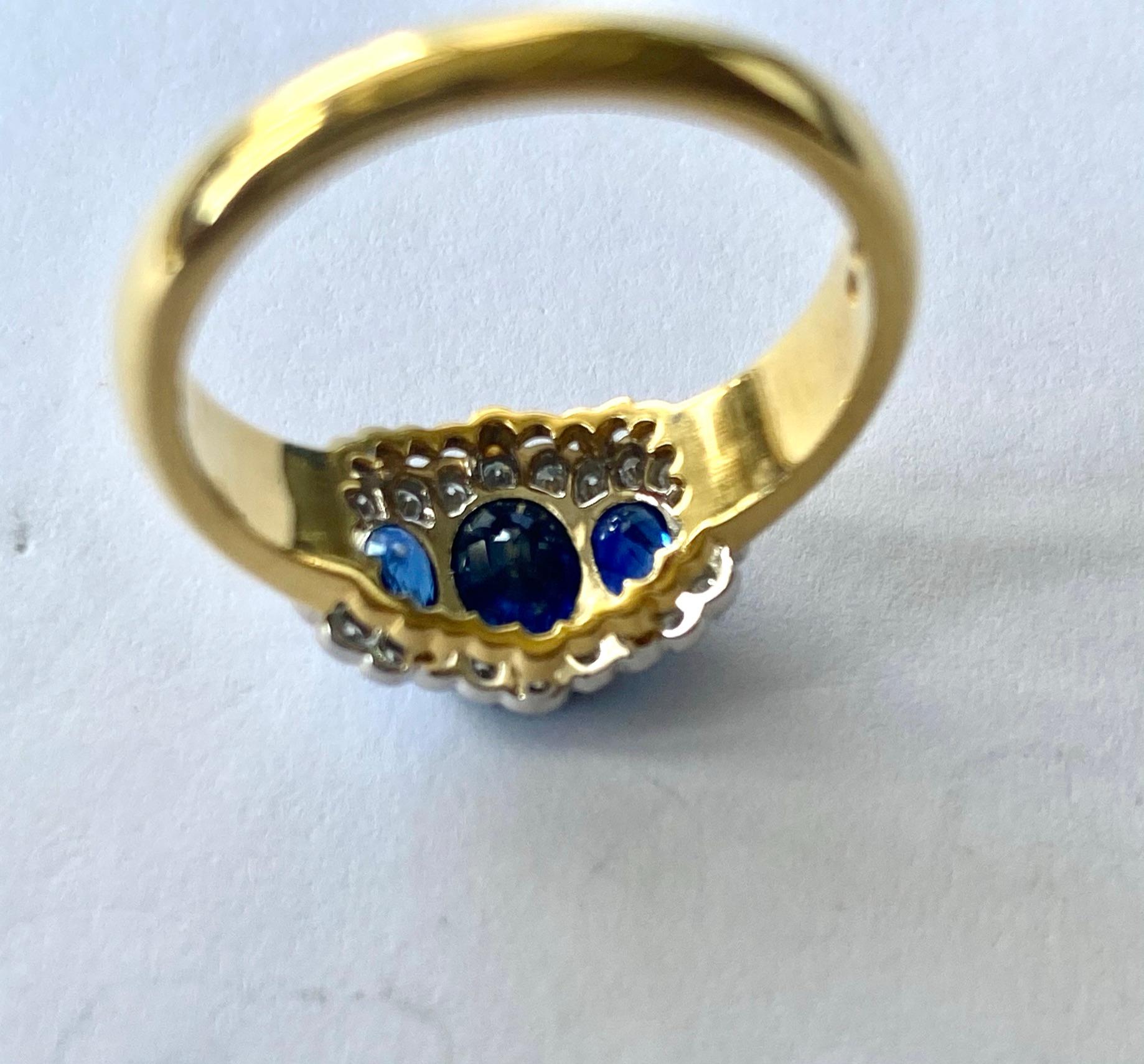 Oval Cut Sapphires- Diamond Ring, Traditional Model, London, 1990 For Sale