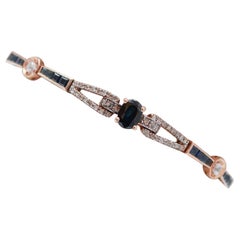 Zafiros, diamantes, oro rosa de 14 quilates y pulsera Retrò de plata.