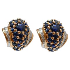 Boucles d'oreilles en or rose et or blanc 18 carats, saphirs et diamants