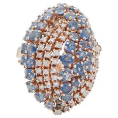 Sapphires, Diamonds, 18 Karat Rose Gold Ring