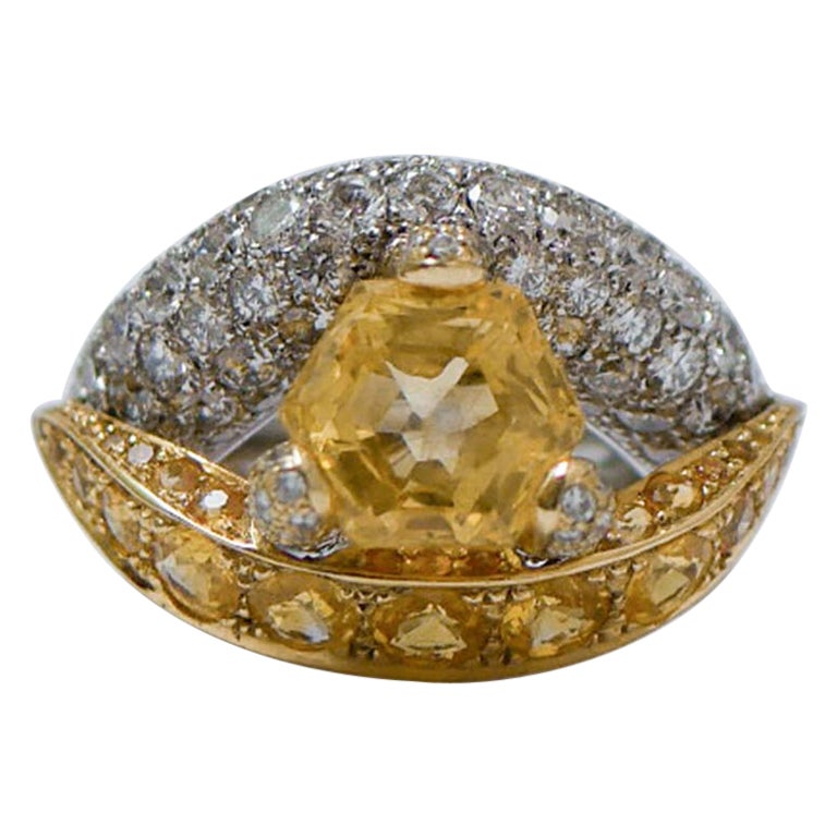 Saphire, Diamanten, Ring aus 18 Karat Weiß- und Roségold.