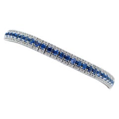 Zafiros, Diamantes, Pulsera de Oro Blanco de 18 Kilates.