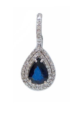 Saphirs, diamants, or blanc 18 carats Boucles d'oreilles.