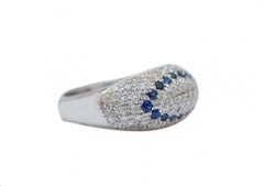 Sapphires, Diamonds, 18 Karat White Gold Ring.
