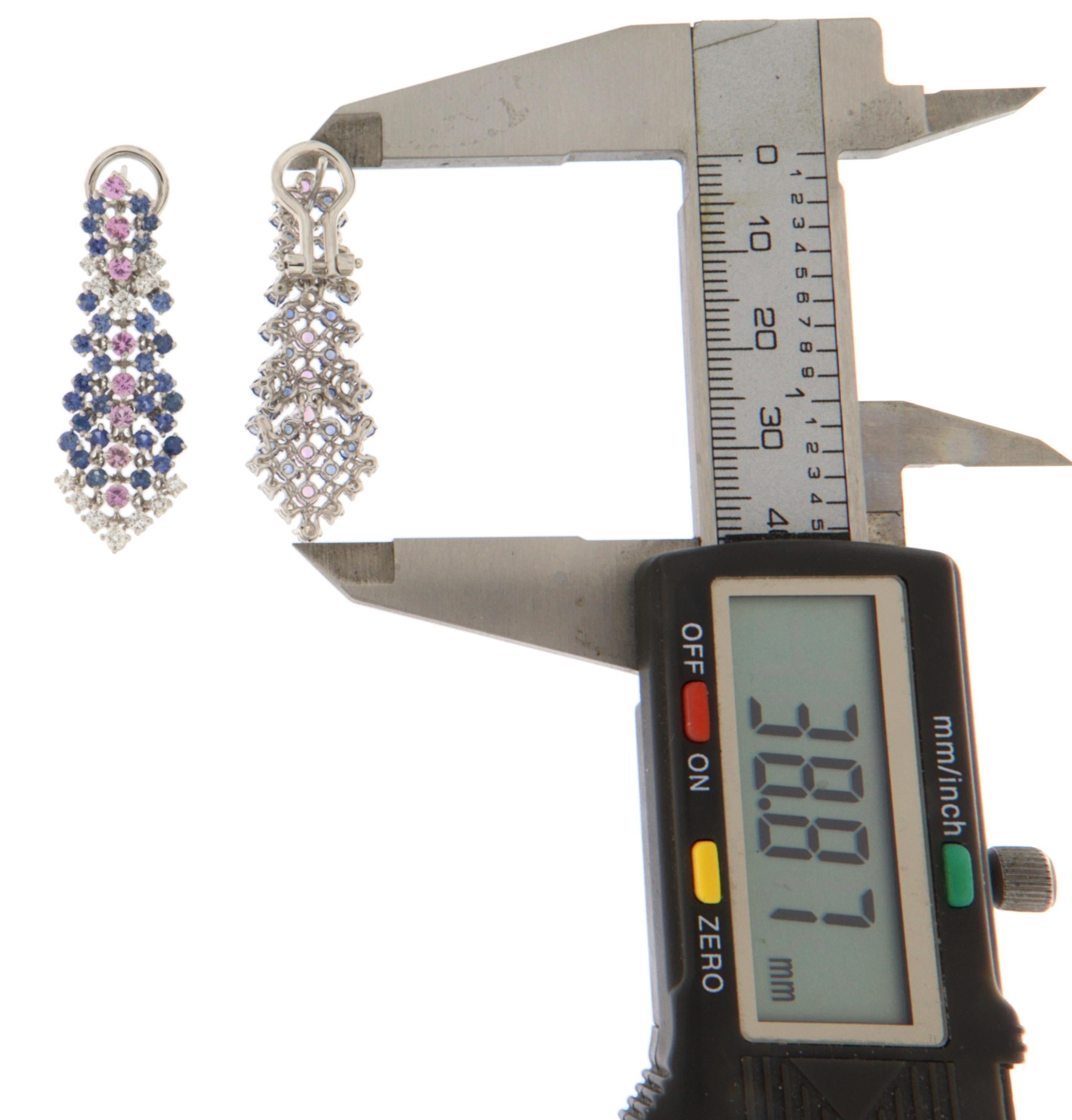 Zaffiri Diamanti Orecchini a goccia in oro bianco 18 Kt In condizioni Nuovo in vendita a Marcianise, IT