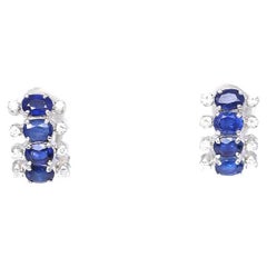 Sapphires Diamonds 18K White Gold Modern Earrings, 1990