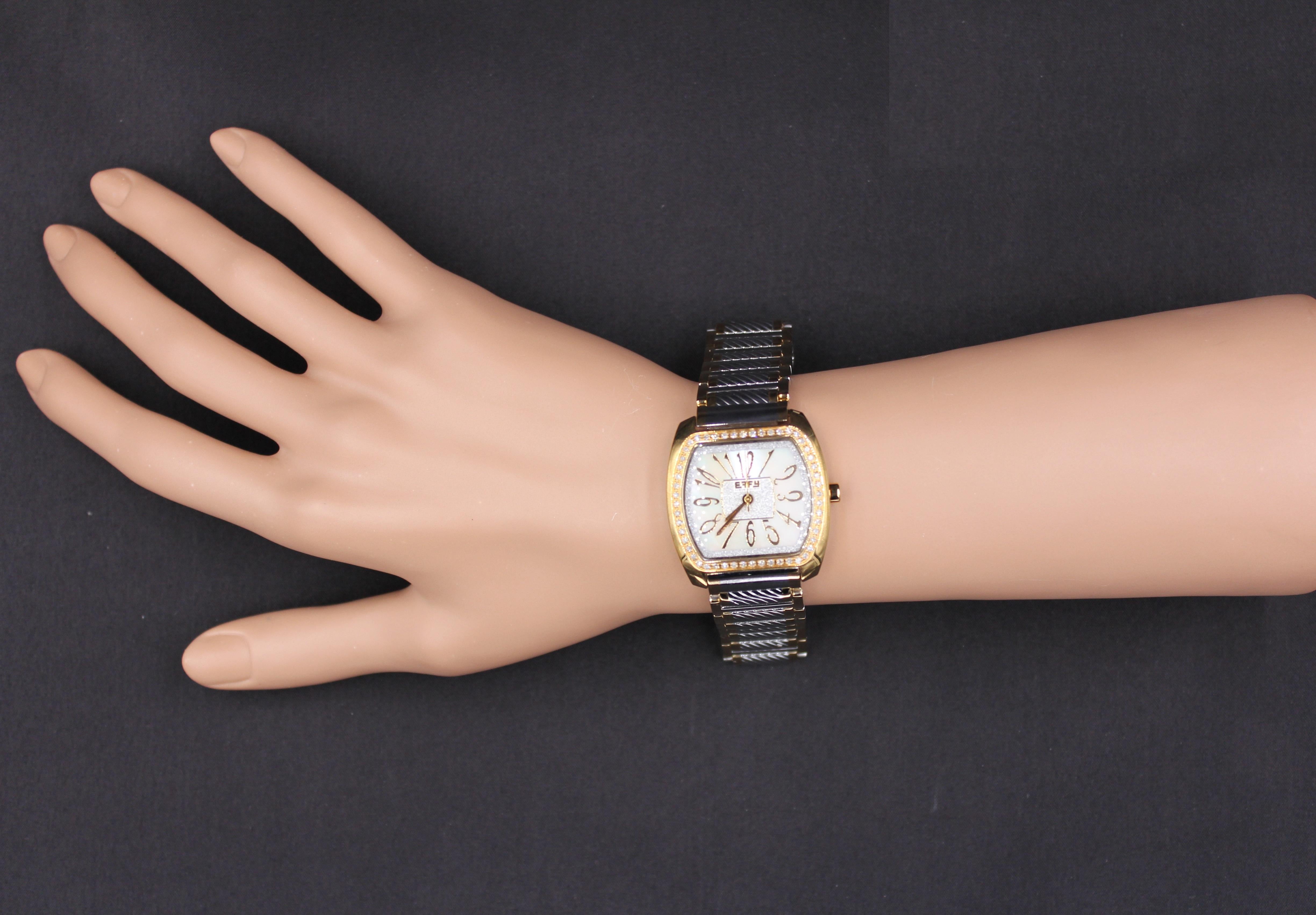 Saphire & Diamanten Pave Zifferblatt Luxus Schweizer Quarz Exotische Uhr Damen im Angebot