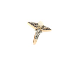 Sapphires Diamonds Pearl Yellow Gold 14 Carat Cocktail Ring