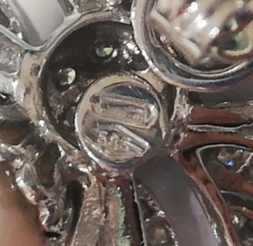 Donna Zaffiri, Diamanti, Perle, Orecchini a mosca in oro bianco 14 carati in vendita