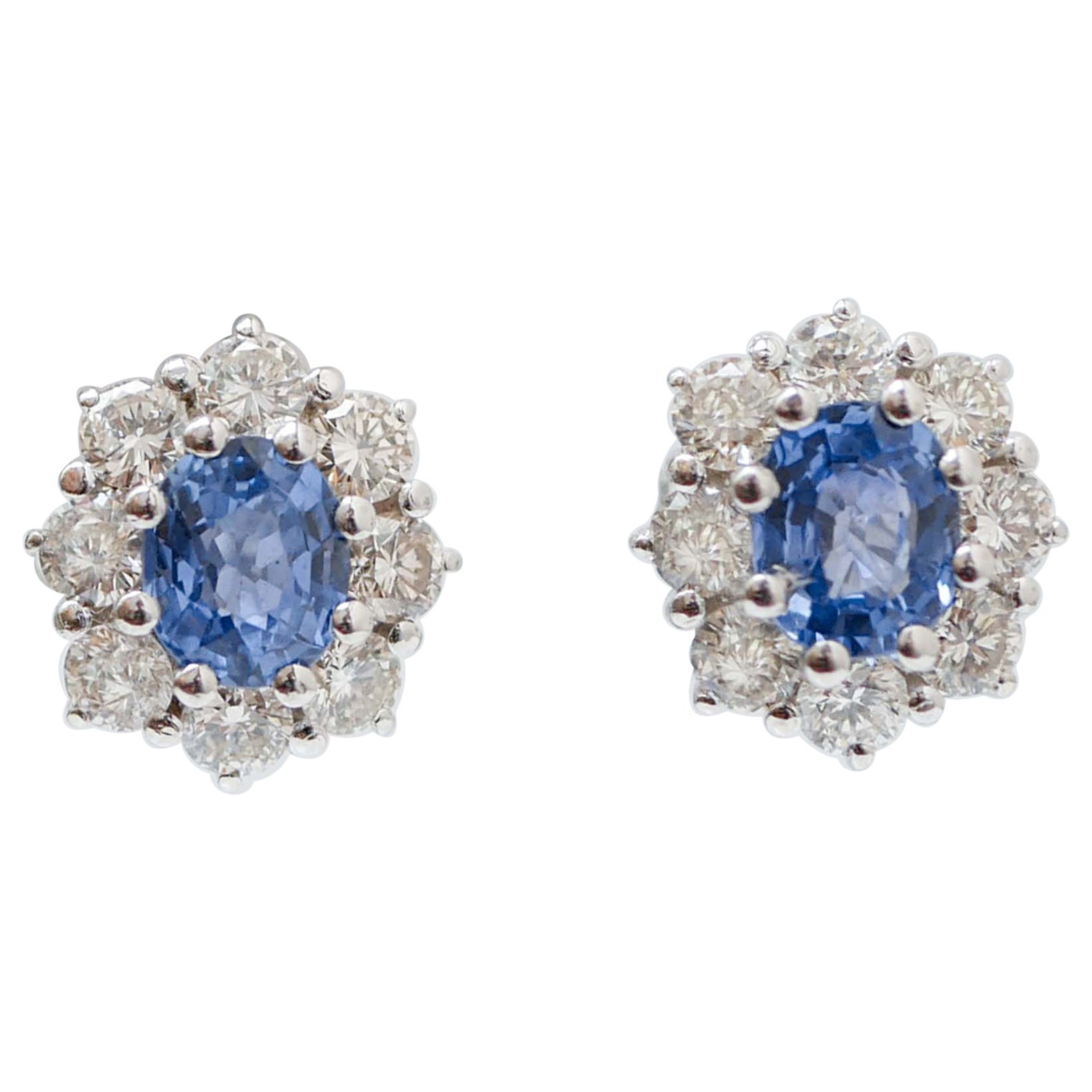 Zafiros, Diamantes, Platino Pendientes.