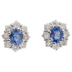 Sapphires, Diamonds, Platinum Earrings.