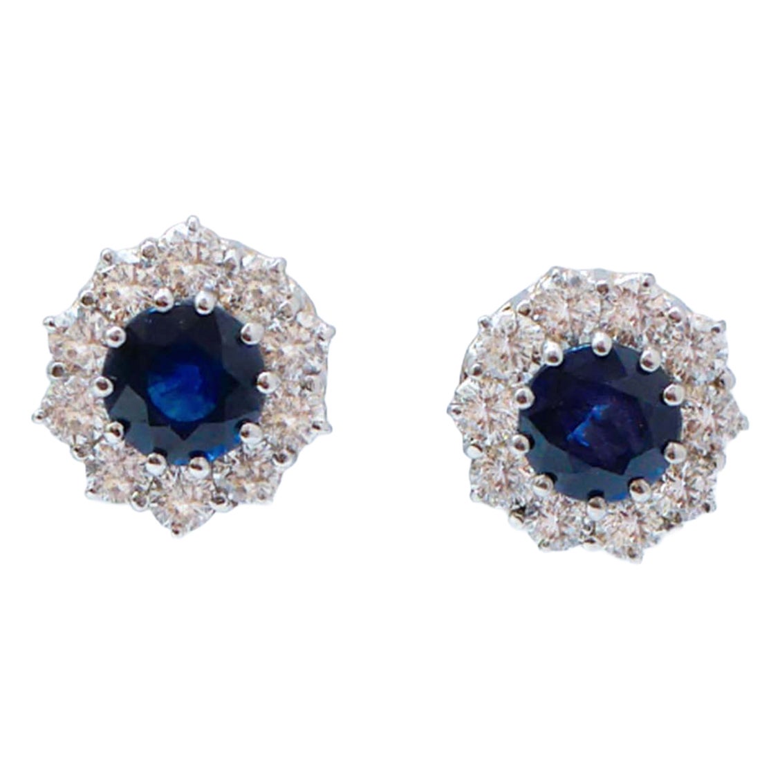 Sapphires, Diamonds, Platinum Earrings.