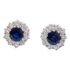 Sapphires, Diamonds, Platinum Earrings.