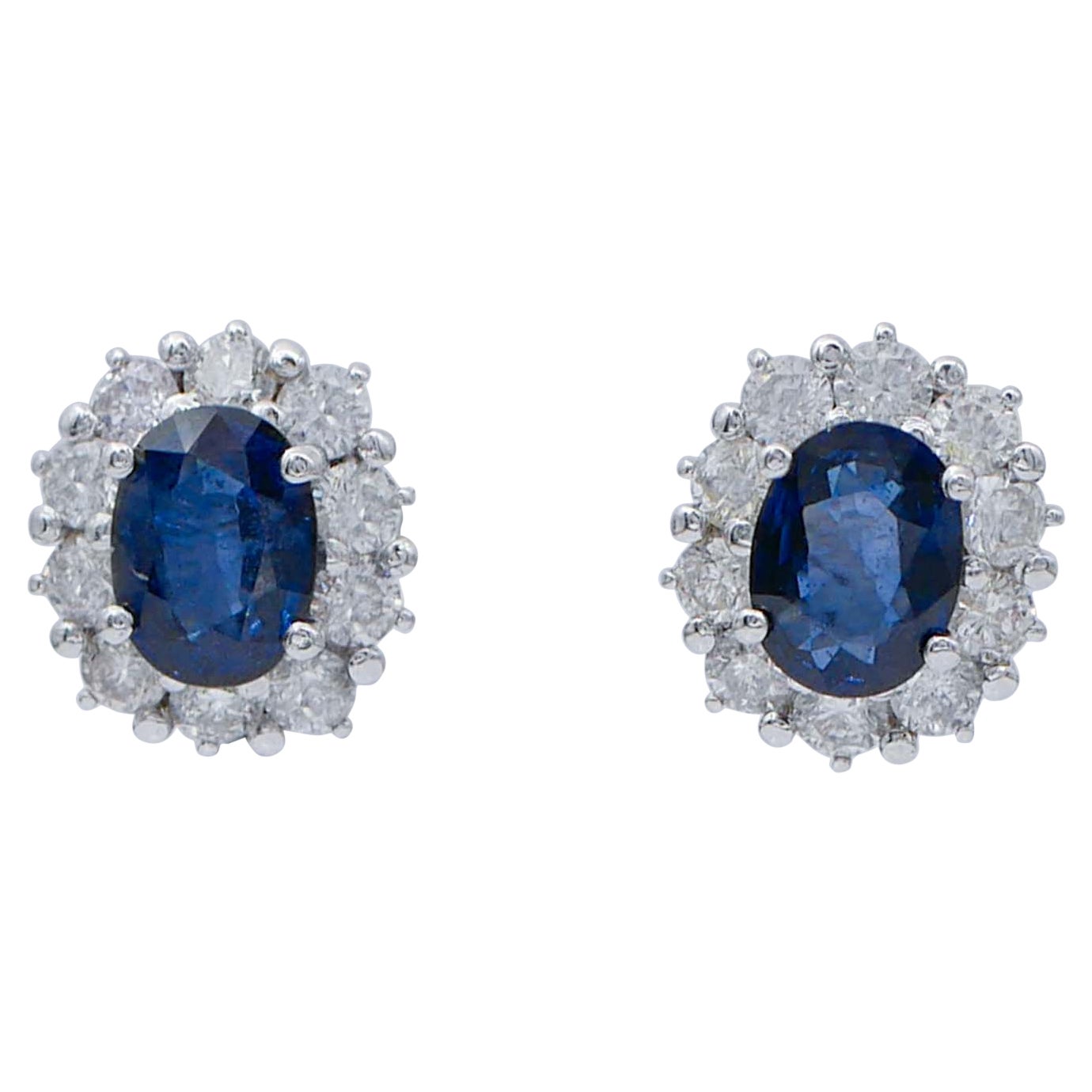 Saphire, Diamanten, Platin-Ohrstecker
