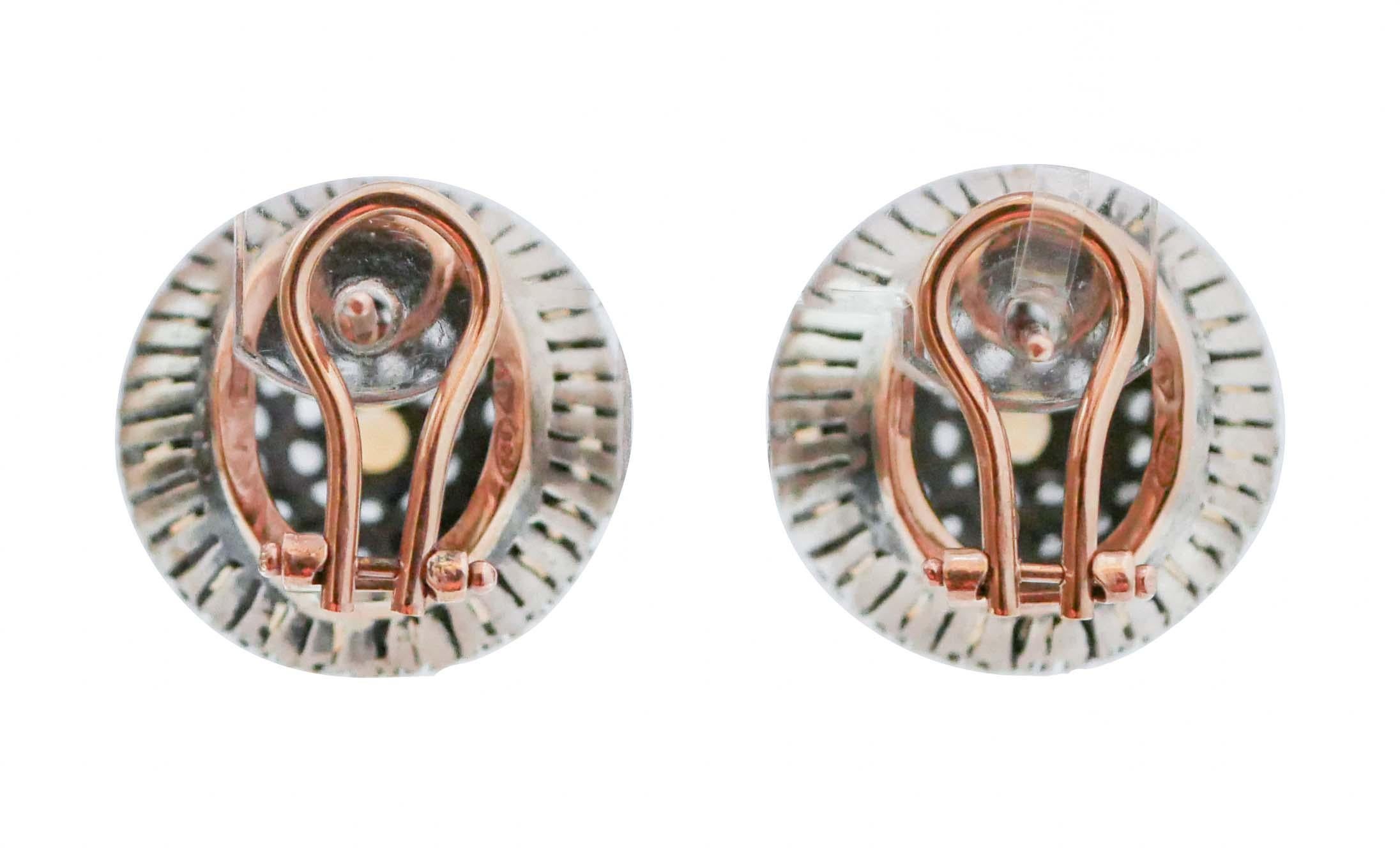 Retro Sapphires, Diamonds, Rose Gold and Silver Retrò Earrings. For Sale