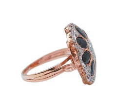 Sapphires, Diamonds, Rose Gold and Silver Ring.