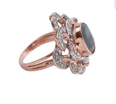 Sapphires, Diamonds, Rose Gold and Silver Ring.