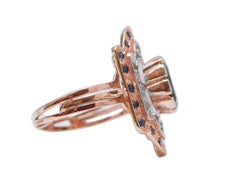 Sapphires, Diamonds, Rose Gold and Silver Ring.