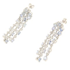 Zaffiri Diamanti Oro bianco 18 carati Orecchini pendenti