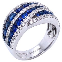 Sapphires Diamonds White Gold 18K Cocktail Ring