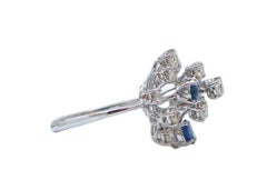 Sapphires, Diamonds, White Gold Ring.