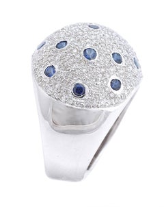 2, 45 carat Sapphires 2, 36 carat Diamonds 18 kt White Gold Ring