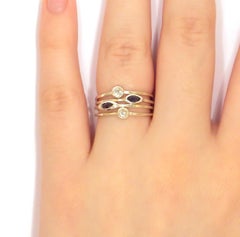 Sapphires Diamonds White Gold Ring Handcrafted in Italy by Botta Gioielli