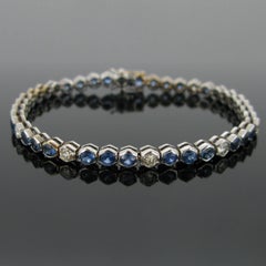 Sapphires Diamonds White Gold Tennis Bracelet