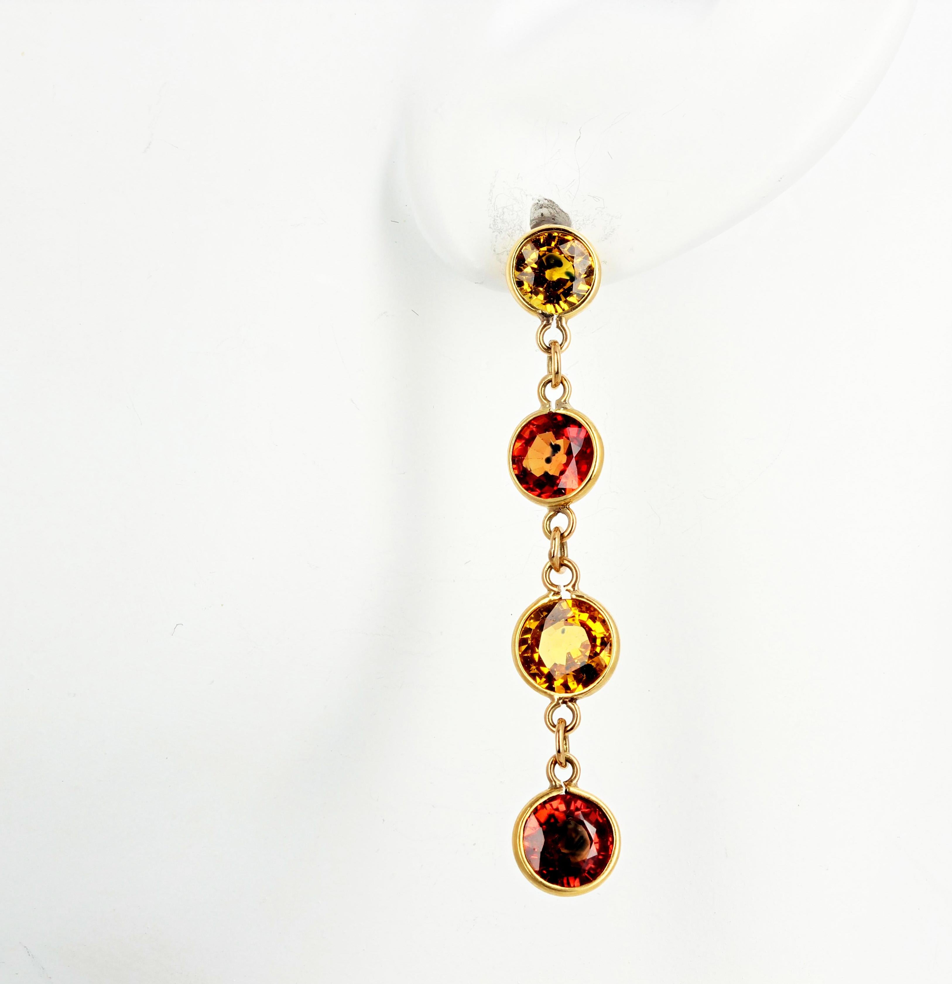 Women's or Men's AJD Rare Songea Sapphires Dazzle in Dangling 18Kt Gold Stud Earrings For Sale