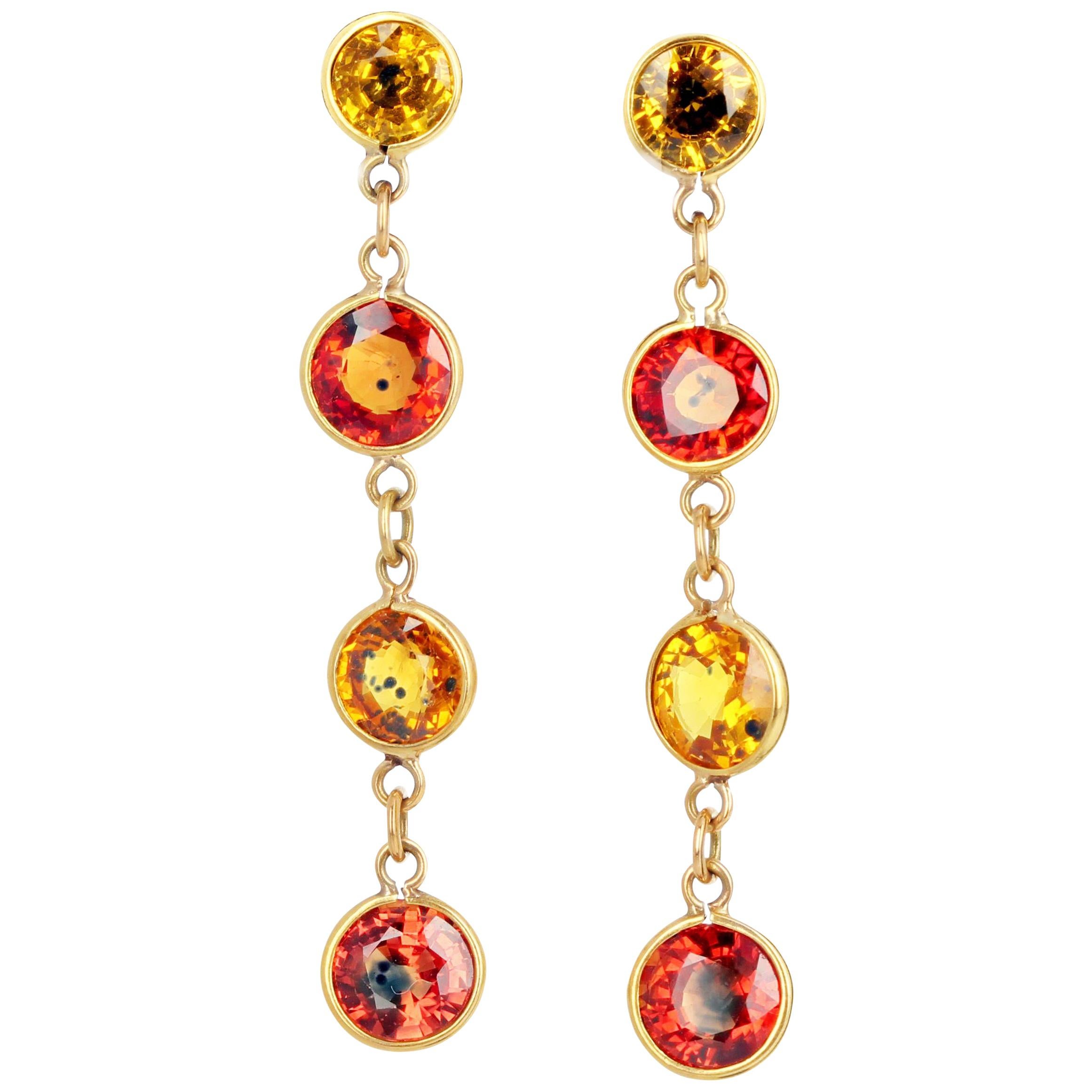 AJD Rare Songea Sapphires Dazzle in Dangling 18Kt Gold Stud Earrings