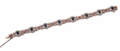 Sapphires, Rubies, Diamonds, Rose Gold and Silver Bracelet.