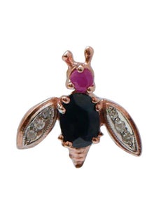 Sapphires, Rubies, Diamonds, Rose Gold and Silver Fly Earrings.