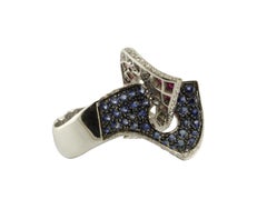 Sapphires Rubyes Diamonds White Gold Ring