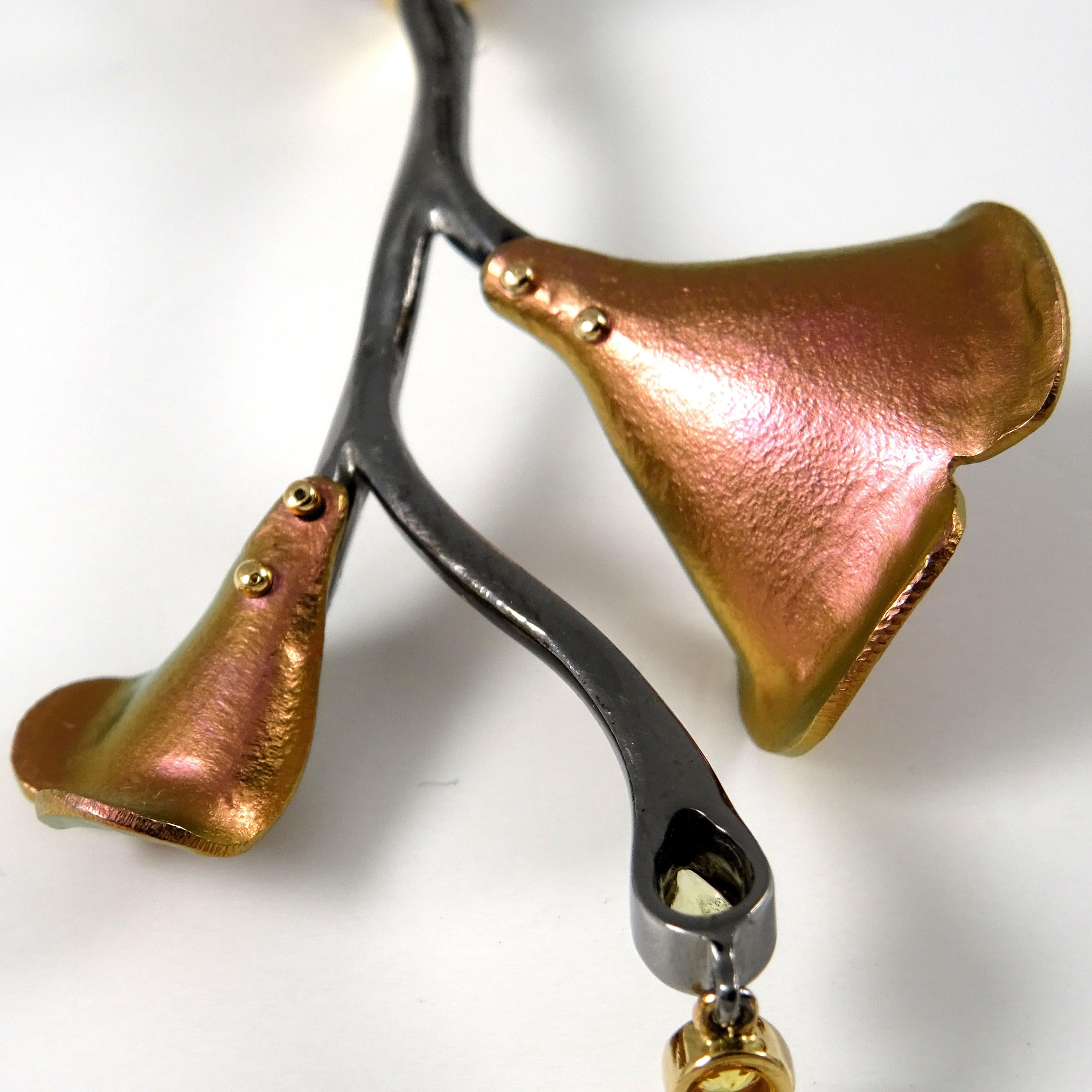 Sapphires Tsavorites Red Garnets 18 Karat Gold  Silver Pink Titanium Earrings For Sale 3