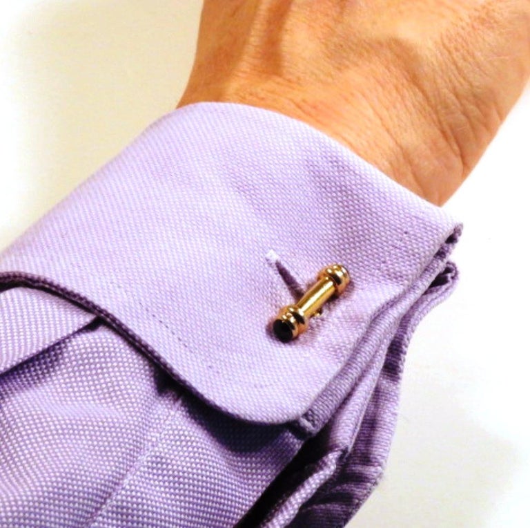 Cabochon Sapphires Yellow Gold Cufflinks Handcrafted in Italy by Botta Gioielli