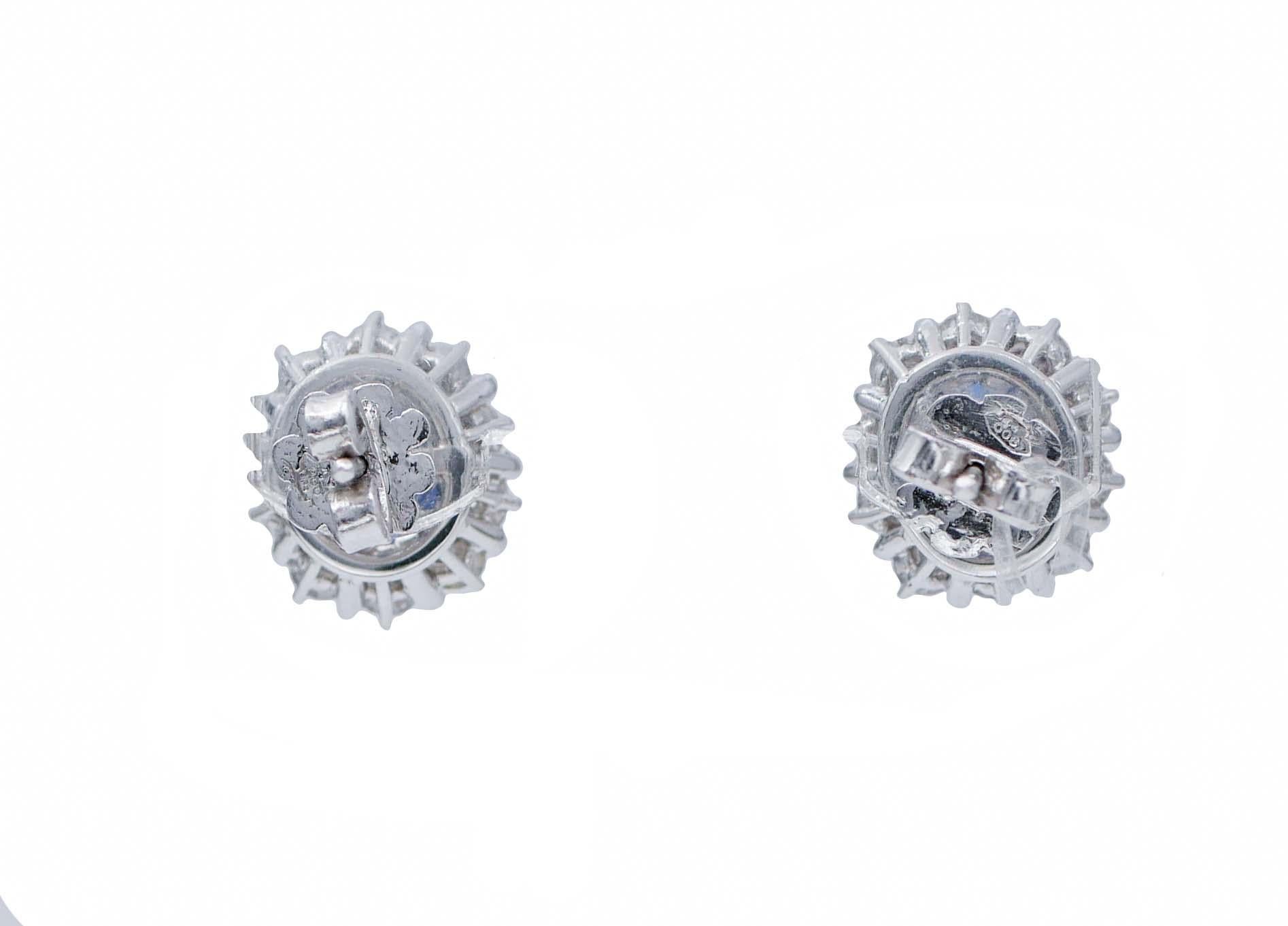 Saphire, Diamanten, Platin-Ohrstecker (Retro)