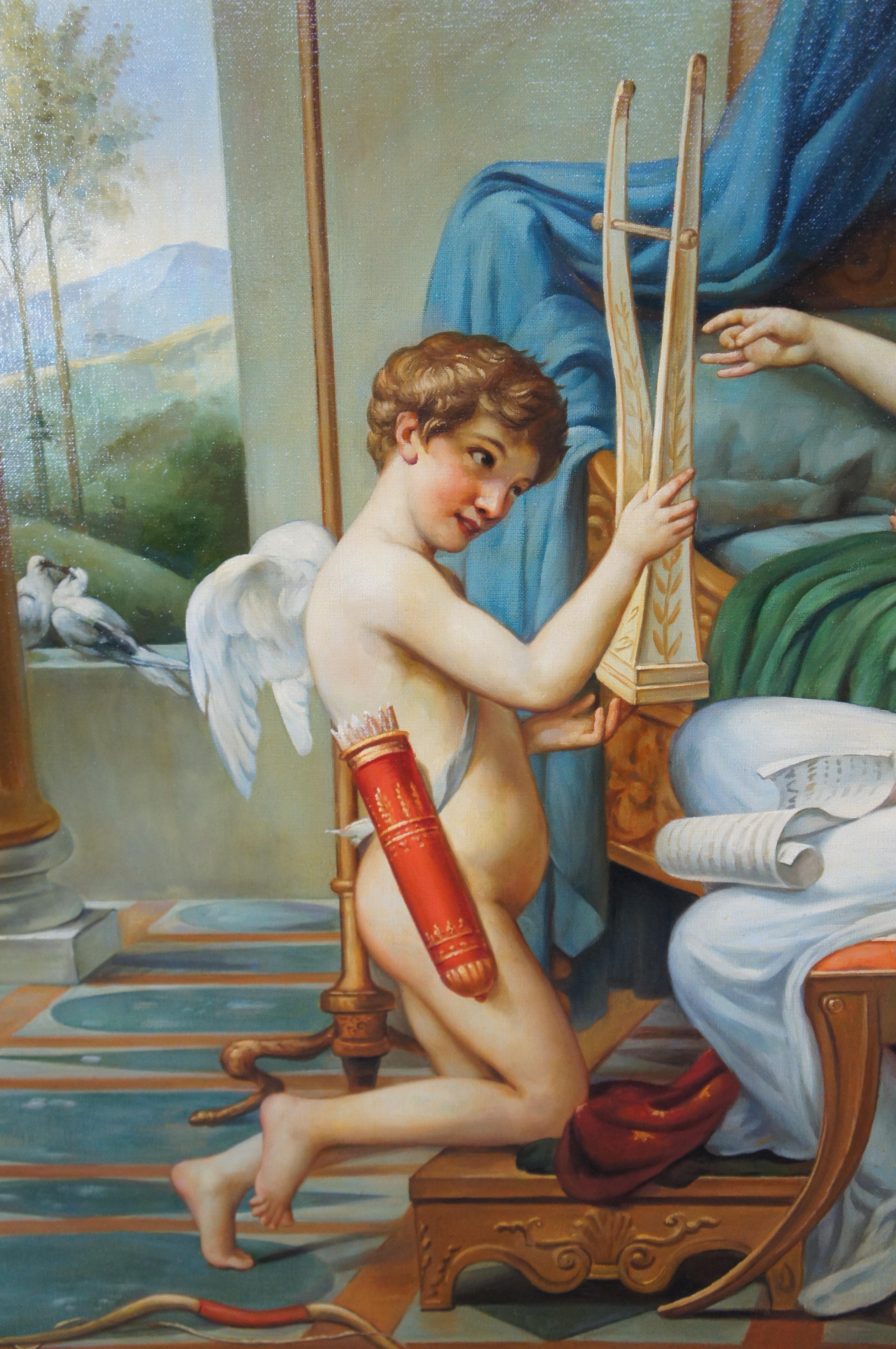 20th Century Sappho and Phaon Contemporary School Oil Painting After Jacques-Louis David 72