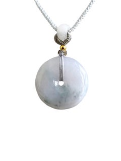 Sapporo Burmese A-Jadeite Icy 25mm Donut Pendant Necklace with FYORO String