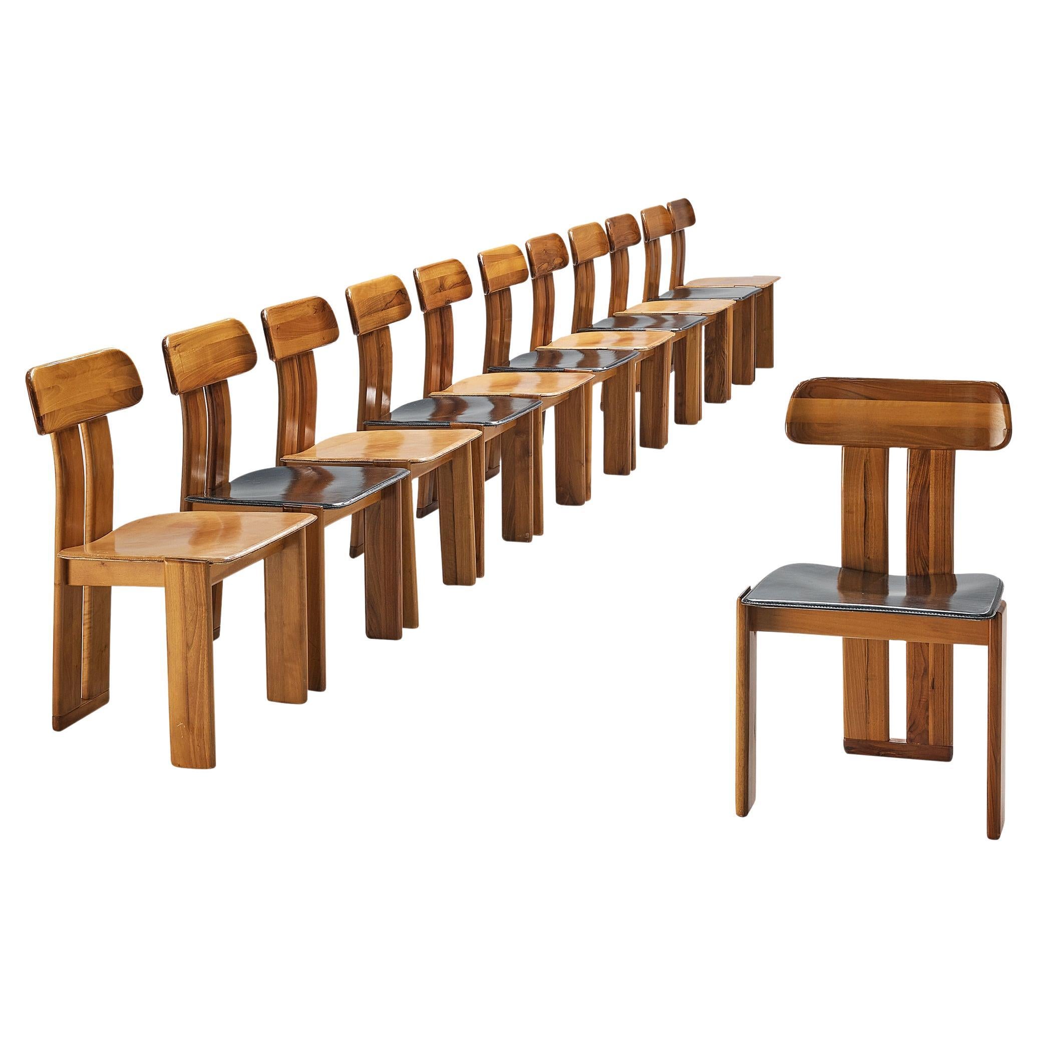 Mario Marenco for Mobil Girgi Set of Twelve 'Sapporo' Dining Chairs in Walnut