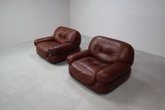 Sapporo leather armchairs by Mobil Girgi, italy 1970's
