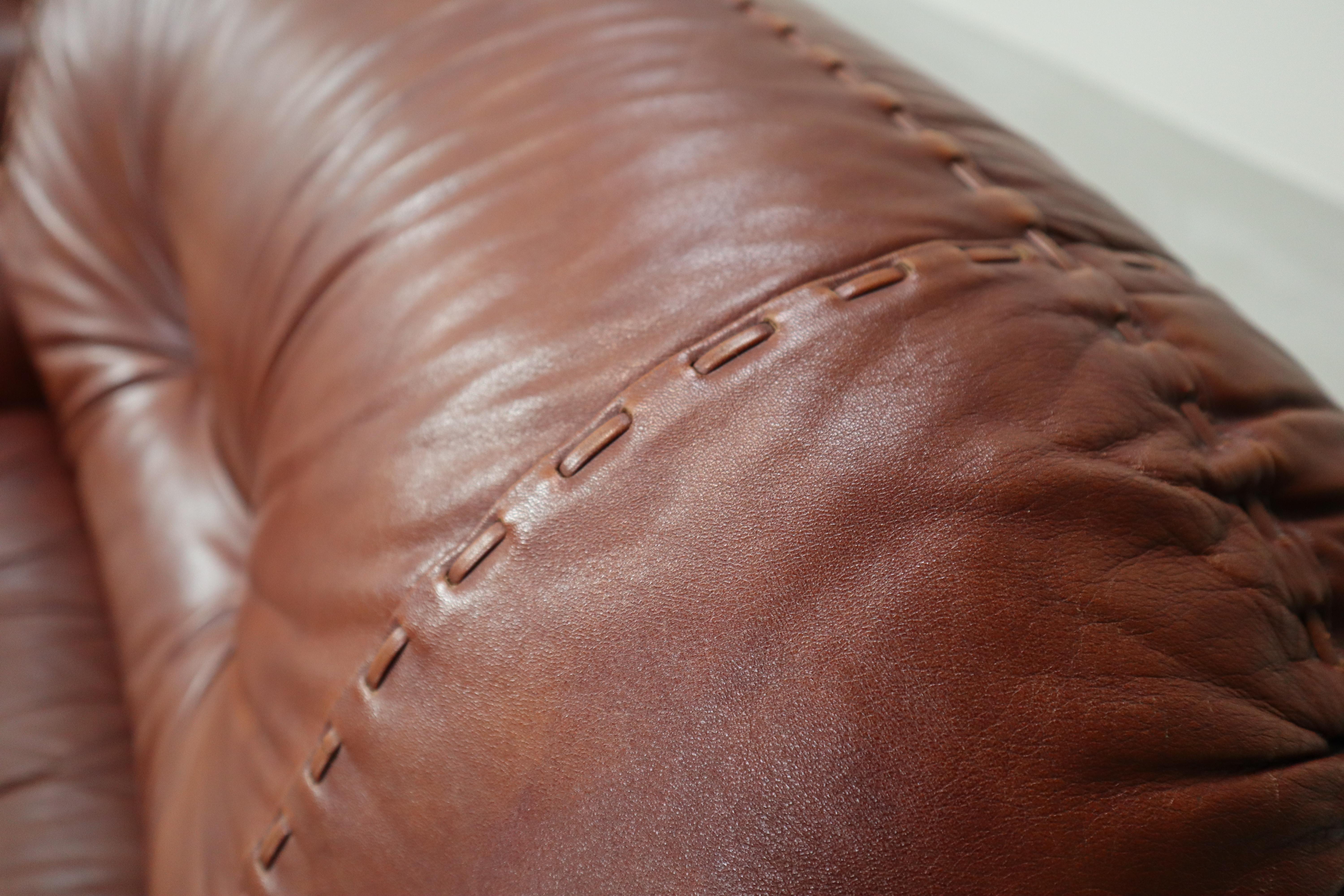 Leather Sapporo leather armchairs by Mobil Girgi, italy 1970's For Sale