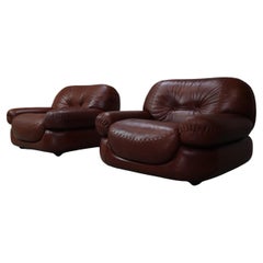 Sapporo leather armchairs by Mobil Girgi, italy 1970's