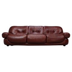 Sapporo leather three-seater sofa by Mobil Girgi, 1970's Italy