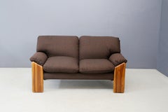 Sapporo Sofa Brown Two-Seat Midcentury in Noble Wood, 1970s
