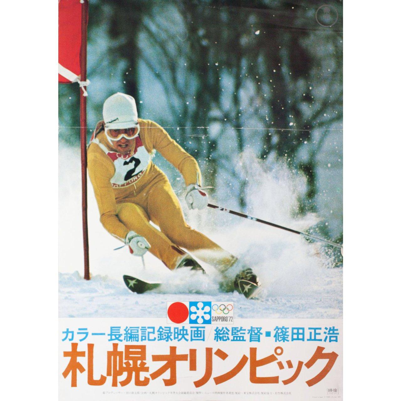 Original 1972 Japanese B2 poster for the documentary film Sapporo Winter Olympics directed by Masahiro Shinoda. Very good-fine condition, folded with pinholes. Many original posters were issued folded or were subsequently folded. Please note: the