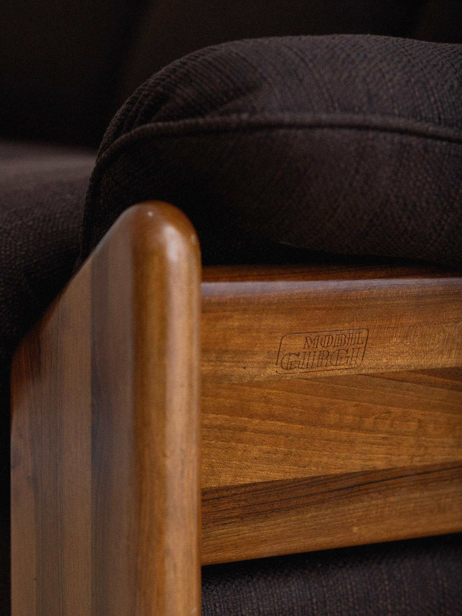 'Sapporo' Wood Frame 3 Seat Sofa by Mario Marenco for Mobil Girgi 3