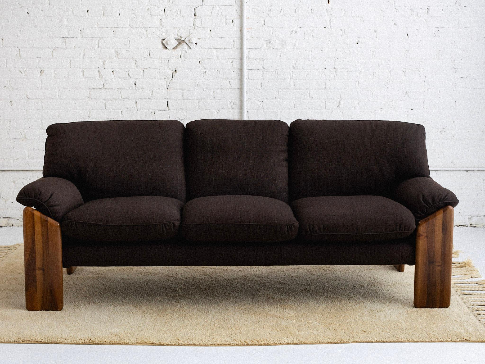 Mid-Century Modern 'Sapporo' Wood Frame 3 Seat Sofa by Mario Marenco for Mobil Girgi